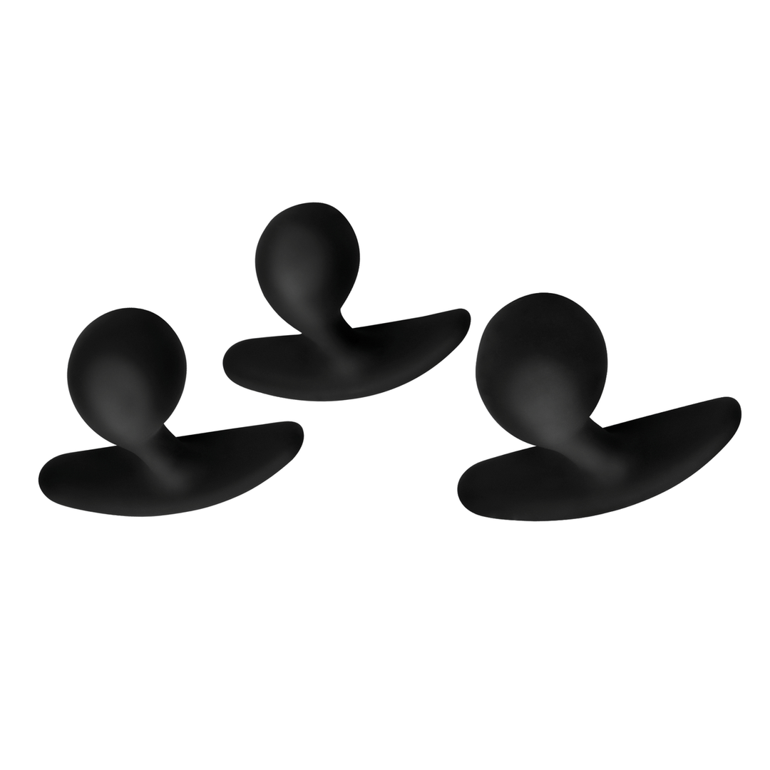 Anal-Set Dunkle Tropfen gebogen 3 Teile Schwarz 6,5 x Ø 8 cm