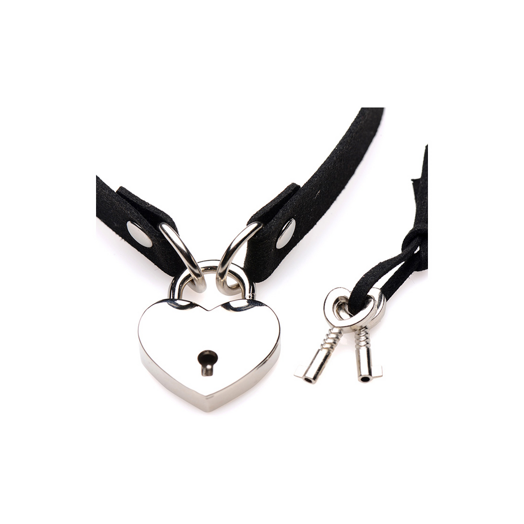 Choker Lock-It mit Herzschloss und Schlüssel Schwarz