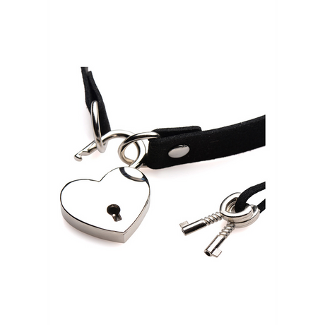 Choker Lock-It mit Herzschloss und Schlüssel Schwarz