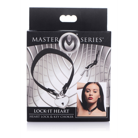 Choker Lock-It mit Herzschloss und Schlüssel Schwarz