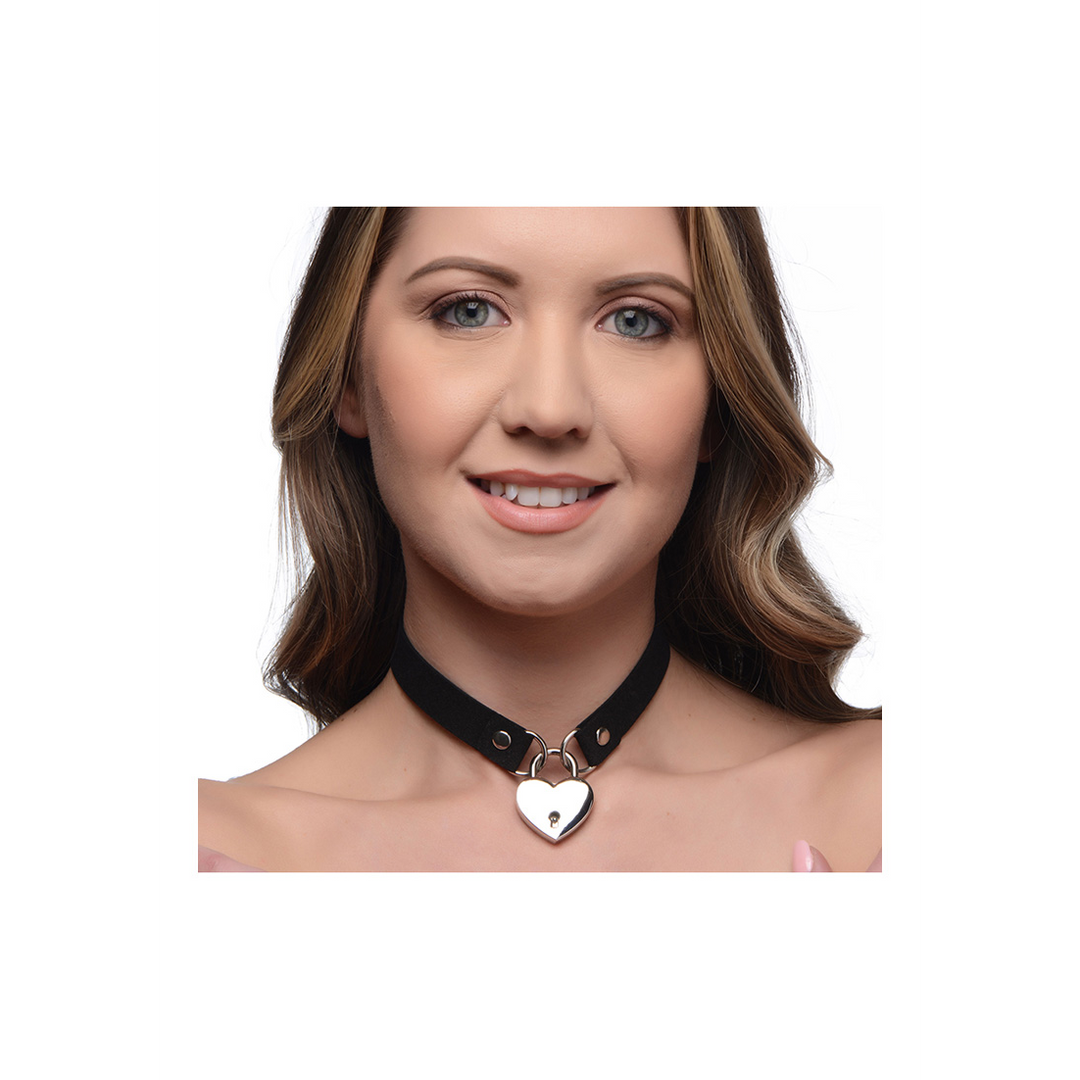 Choker Lock-It mit Herzschloss und Schlüssel Schwarz