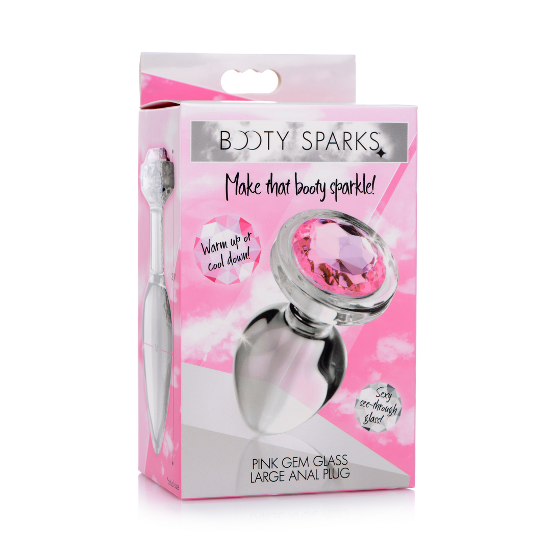 Analplug Glas mit Schmuckstein Pink
