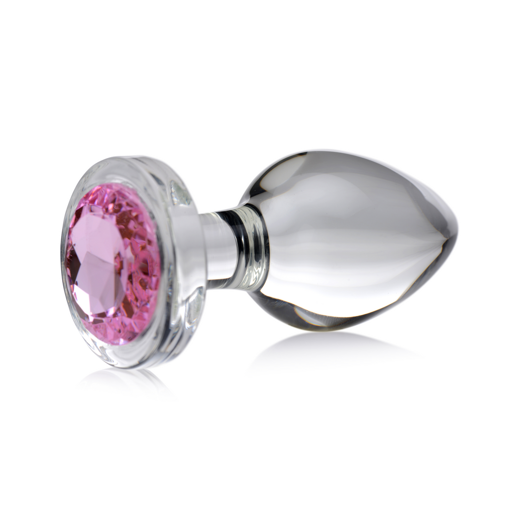 Analplug Glas mit Schmuckstein Pink