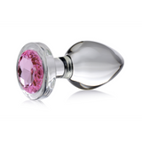 Analplug Glas mit Schmuckstein Pink