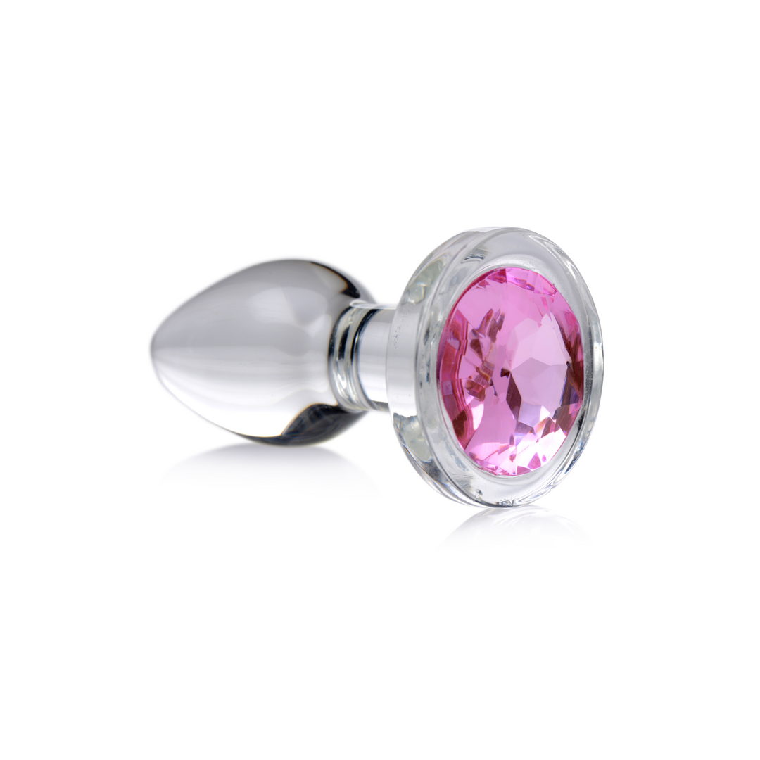 Analplug Glas mit Schmuckstein Pink