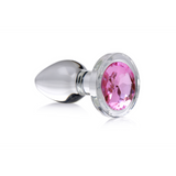 Analplug Glas mit Schmuckstein Pink
