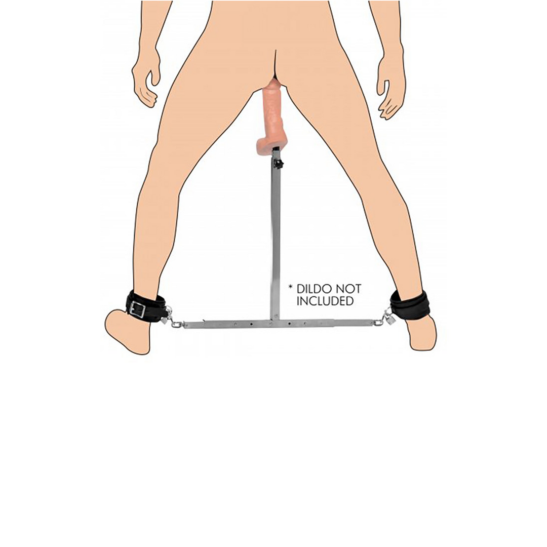 Spreizstange mit Fußgelenkmanschetten und Analdildo Silber