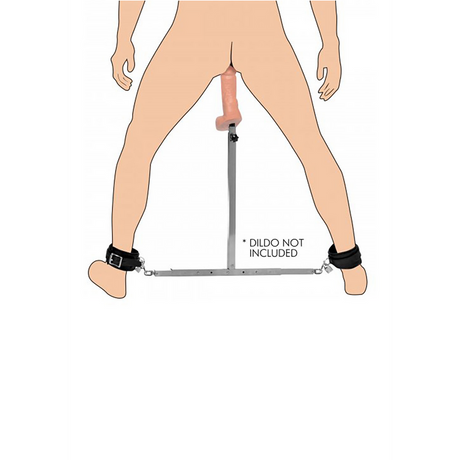 Spreizstange mit Fußgelenkmanschetten und Analdildo Silber