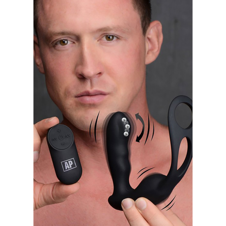 Prostata-Massager mit Harness und 7 Geschwindigkeiten Schwarz 9,4 cm