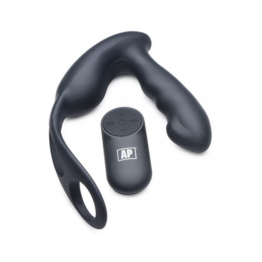 Prostata-Massager mit Harness und 7 Geschwindigkeiten Schwarz 9,4 cm