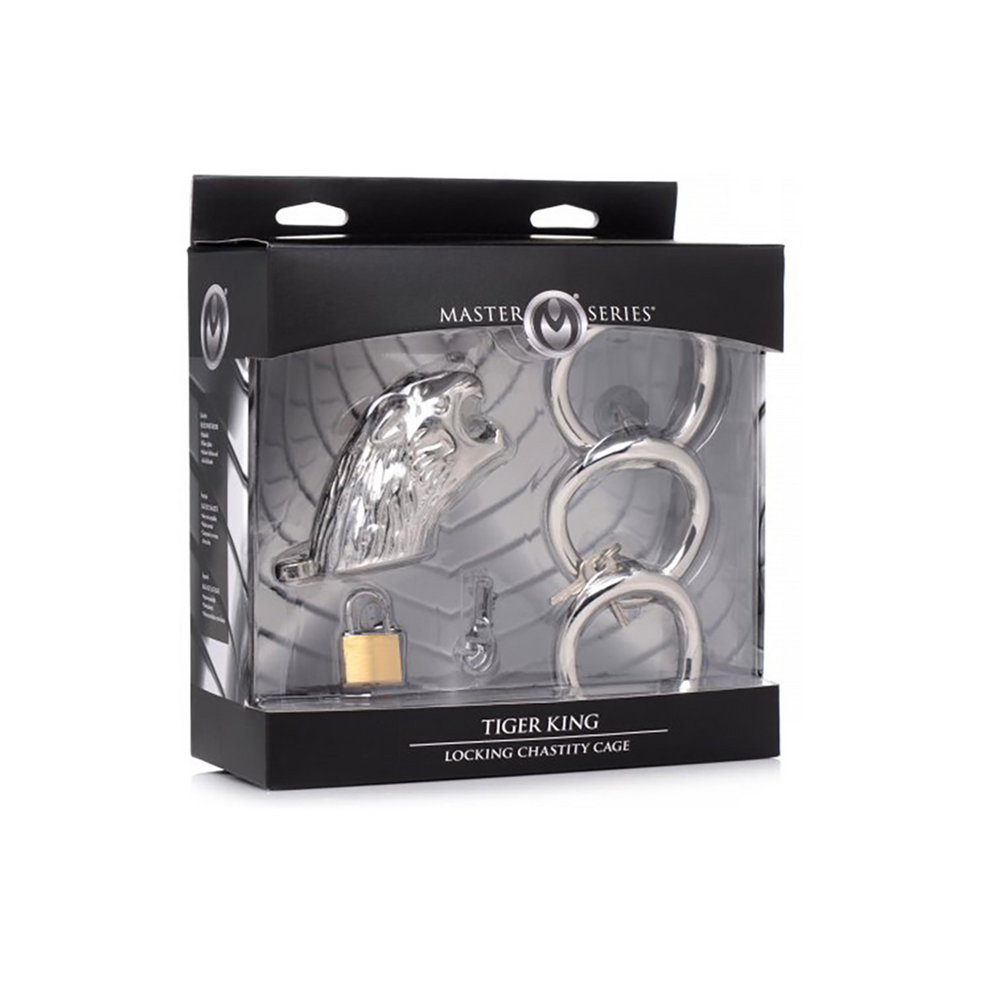 Peniskäfig Tiger King abschließbar Silber 9,6 cm