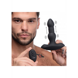 Analplug vibrierend und stoßend Silikon mit Fernbedienung Schwarz 11,4 cm