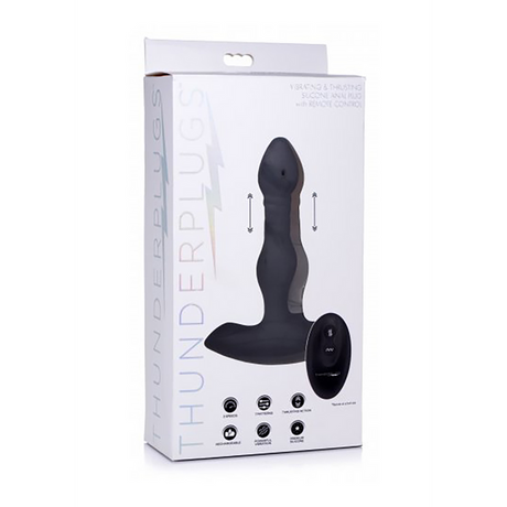 Analplug vibrierend und stoßend Silikon mit Fernbedienung Schwarz 11,4 cm