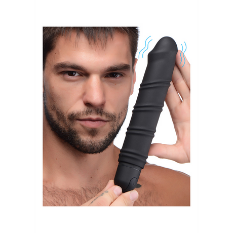 Bullet-Vibrator XL mit gewirbelter Silikonhülle Schwarz 20,3 cm