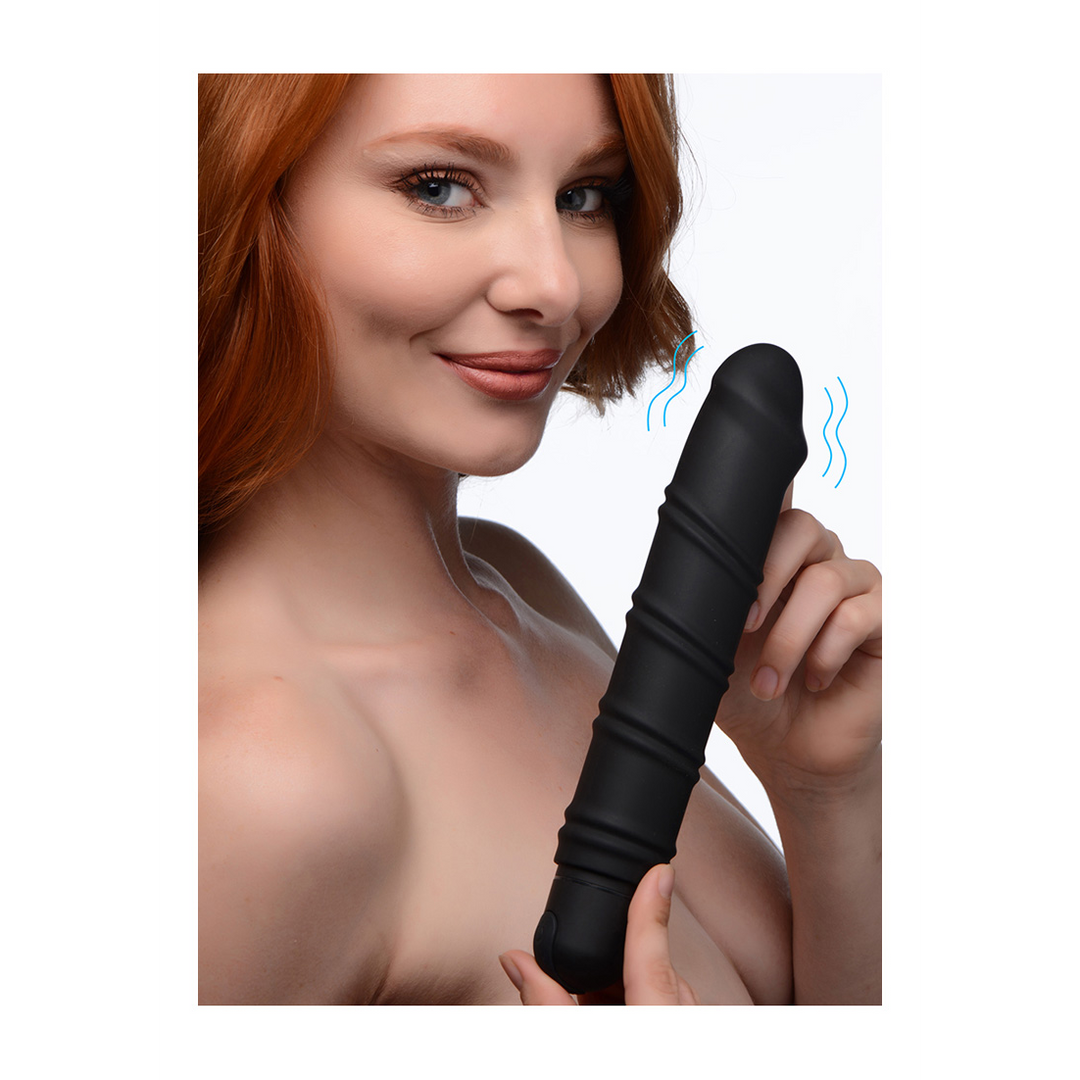 Bullet-Vibrator XL mit gewirbelter Silikonhülle Schwarz 20,3 cm