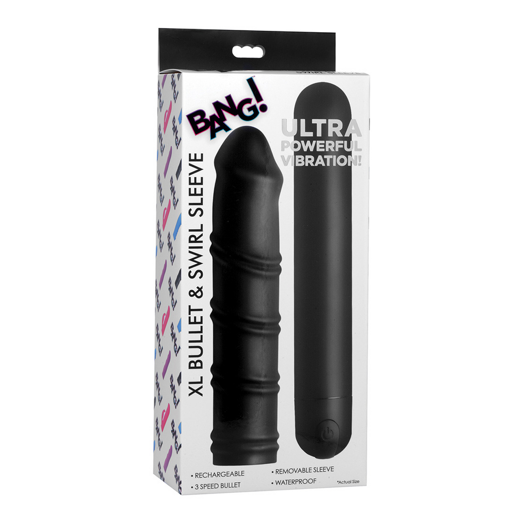 Bullet-Vibrator XL mit gewirbelter Silikonhülle Schwarz 20,3 cm