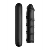Bullet-Vibrator XL mit gewirbelter Silikonhülle Schwarz 20,3 cm
