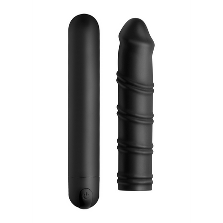 Bullet-Vibrator XL mit gewirbelter Silikonhülle Schwarz 20,3 cm