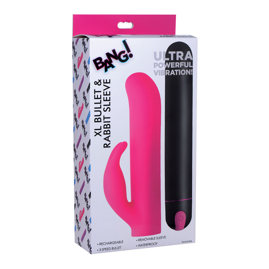 Bullet-Vibrator XL mit Rabbit-Silikonhülle Pink 14,7 cm