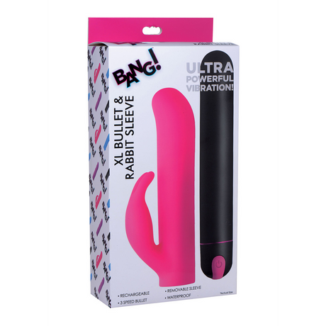 Bullet-Vibrator XL mit Rabbit-Silikonhülle Pink 14,7 cm