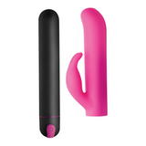 Bullet-Vibrator XL mit Rabbit-Silikonhülle Pink 14,7 cm