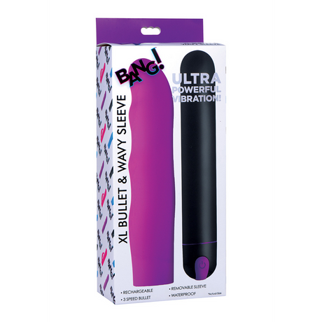 Bullet-Vibrator XL mit gewellter Silikonhülle Violett 20,8 cm