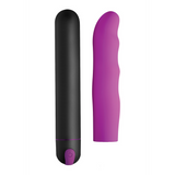Bullet-Vibrator XL mit gewellter Silikonhülle Violett 20,8 cm