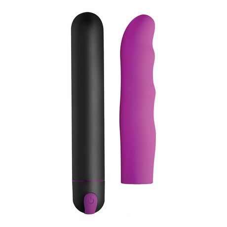 Bullet-Vibrator XL mit gewellter Silikonhülle Violett 20,8 cm