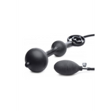 Analplug aufblasbar Silikon mit Penis- und Hodenring Schwarz 16,5 cm