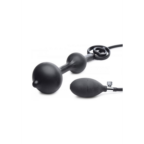Analplug aufblasbar Silikon mit Penis- und Hodenring Schwarz 16,5 cm