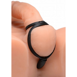 Analplug aufblasbar Silikon mit Penis- und Hodenring Schwarz 16,5 cm