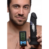 Dildo vibrierend mit E-Stim und Fernbedienung Silikon Schwarz 15,2 cm