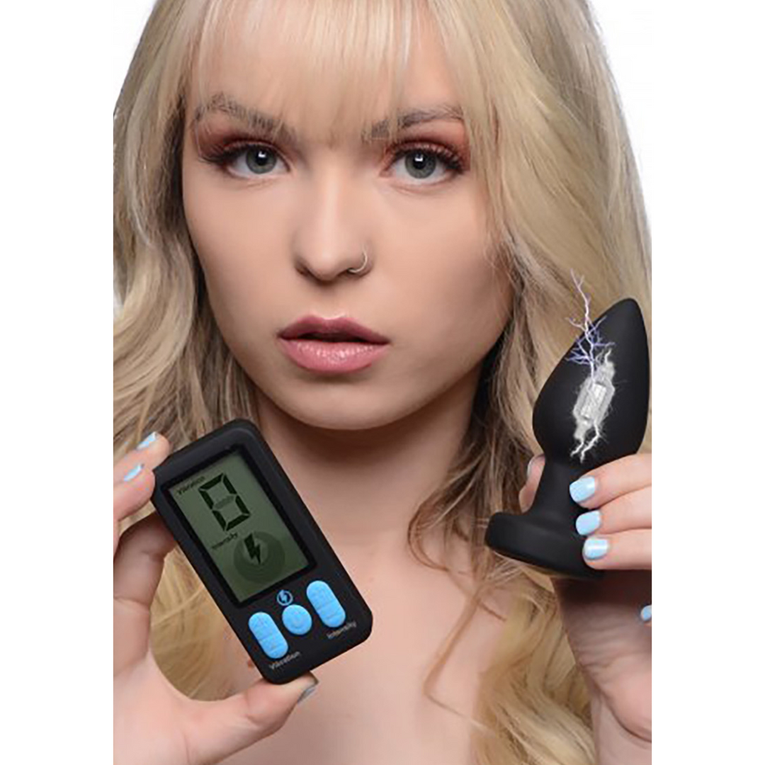 Analvibrator E-Stim Pro Silikon mit Fernbedienung Schwarz 8,1 cm