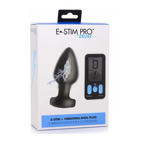 Analvibrator E-Stim Pro Silikon mit Fernbedienung Schwarz 8,1 cm