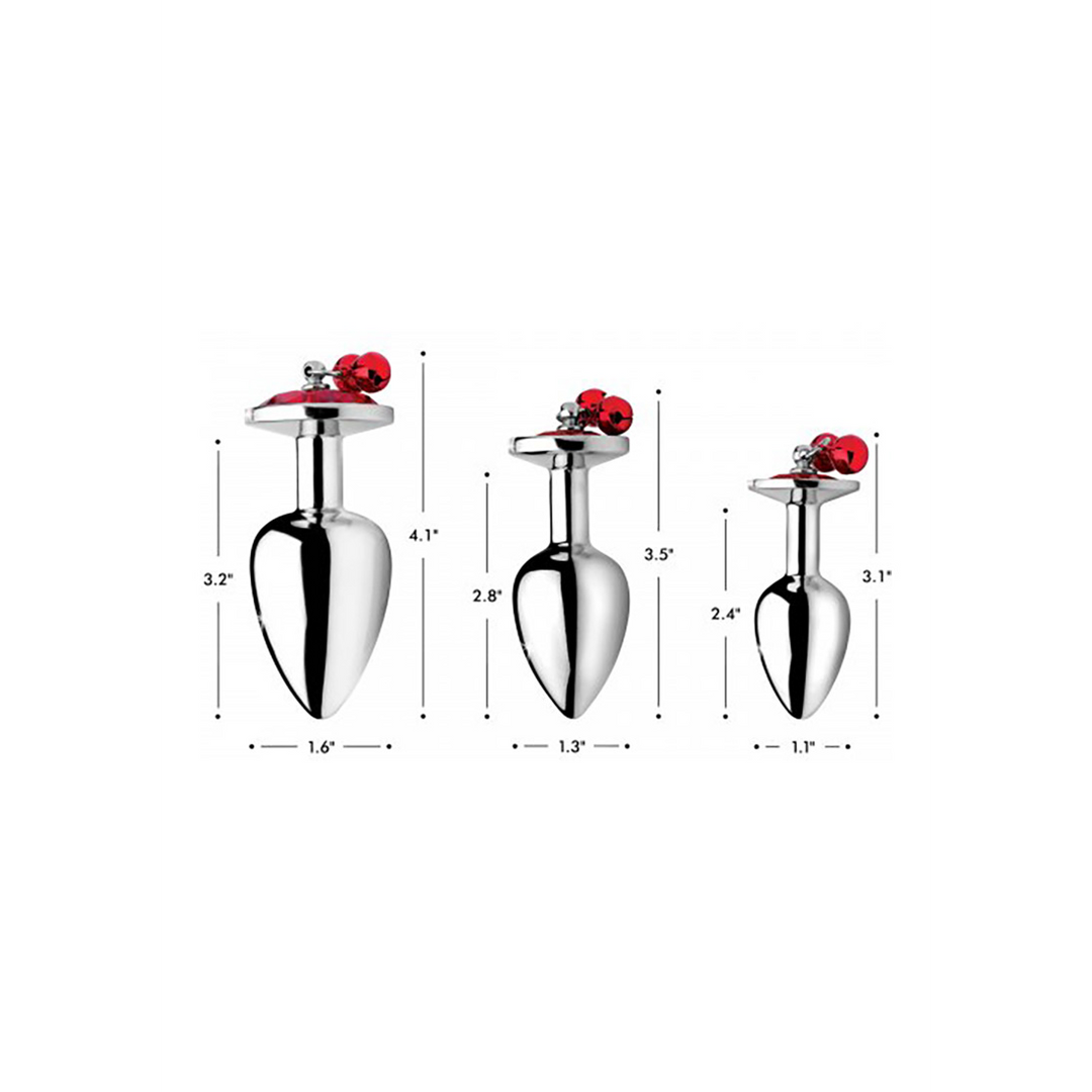 Analplug-Set Edelstein mit Glöckchen Rot