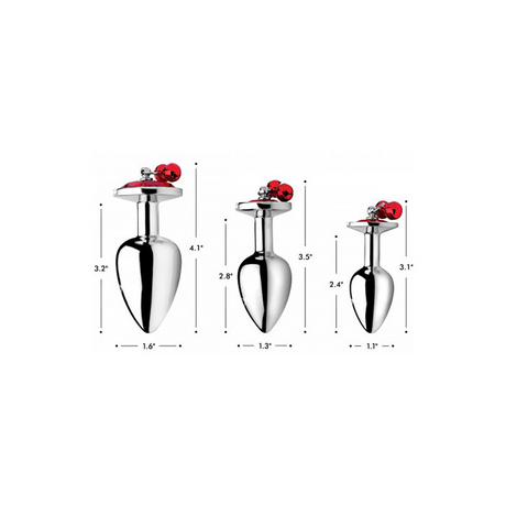 Analplug-Set Edelstein mit Glöckchen Rot