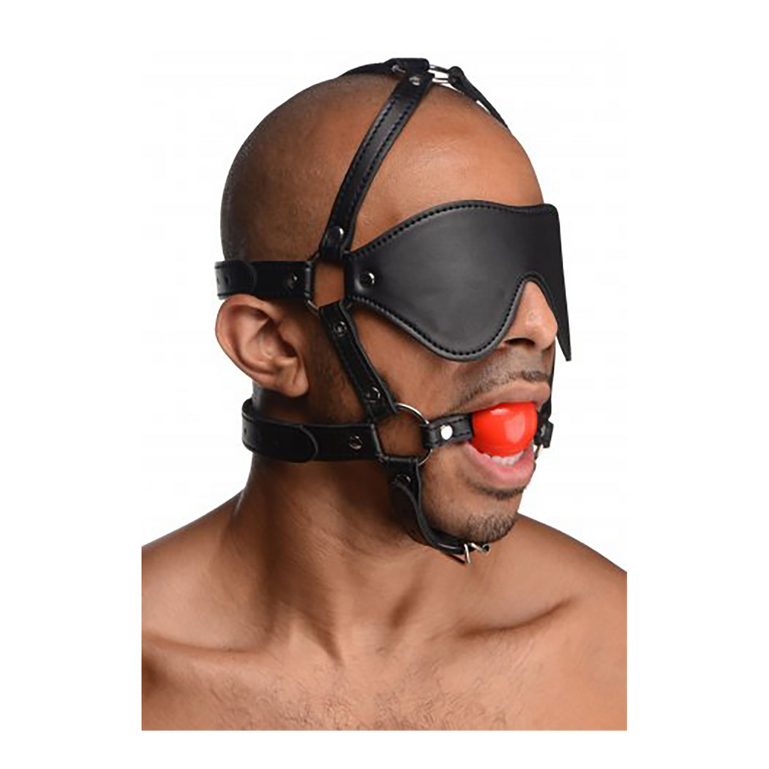 Kopfgeschirr mit Augenbinde und Ballknebel Schwarz