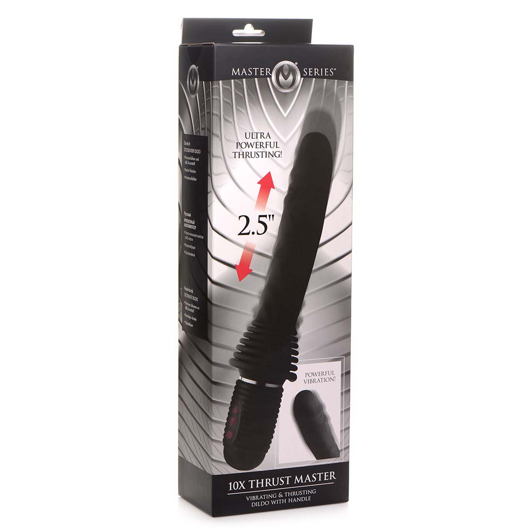 Realistischer Vibrator Thrust Master stoßend mit Griff Schwarz 17,8 cm