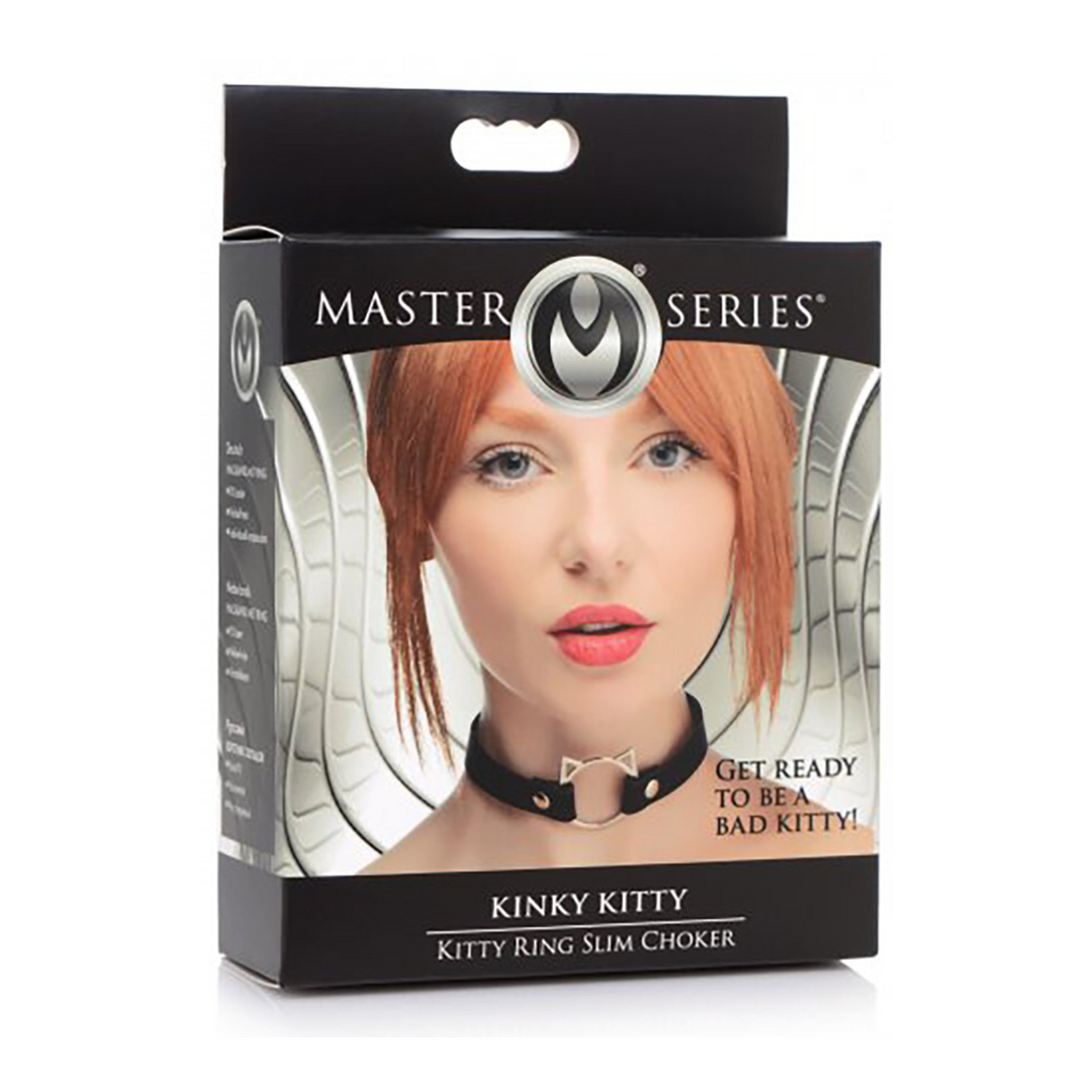Choker Kinky Kitty mit Ring PU-Leder Schwarz