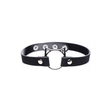Choker Kinky Kitty mit Ring PU-Leder Schwarz