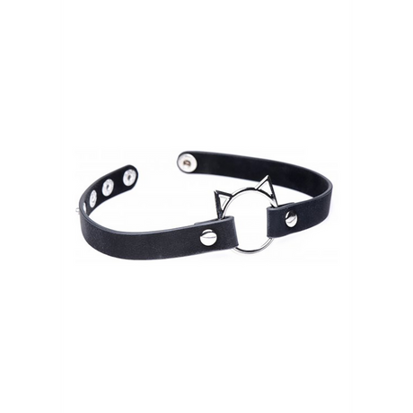Choker Kinky Kitty mit Ring PU-Leder Schwarz