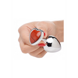 Analplug Jaspis Herz Rot 6,8 cm