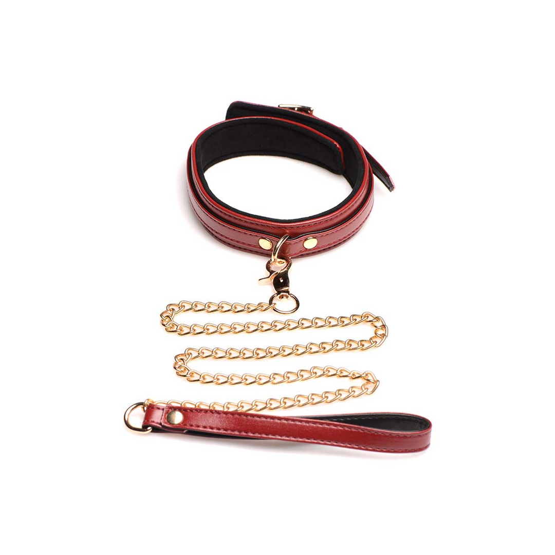 Bondage-Set 6 Teile mit Handschellen, Halsband und Gürtel Rot