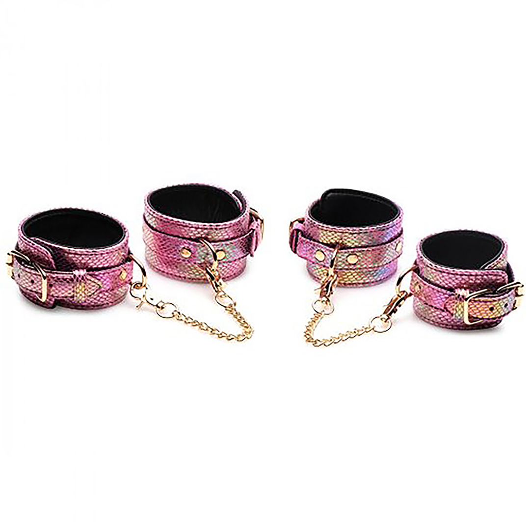 Fesselset Schlangenprint Pink
