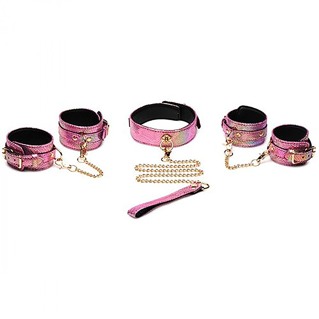 Fesselset Schlangenprint Pink