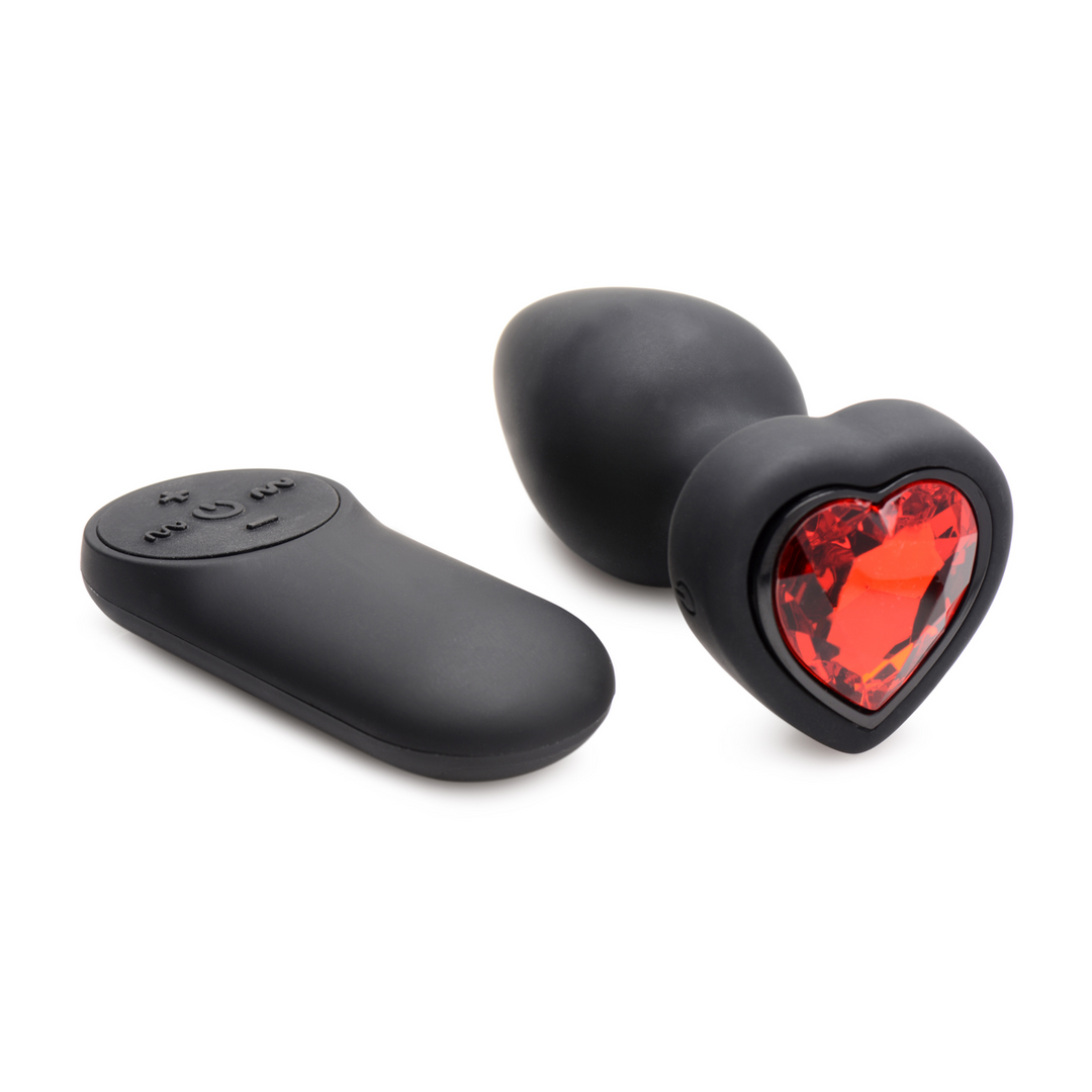 Analplug Herz vibrierend Silikon mit Fernbedienung Rot 7,4 cm