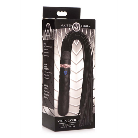 Dildo Vibra-Lasher vibrierend mit Flogger Silikon Schwarz 13,3 cm