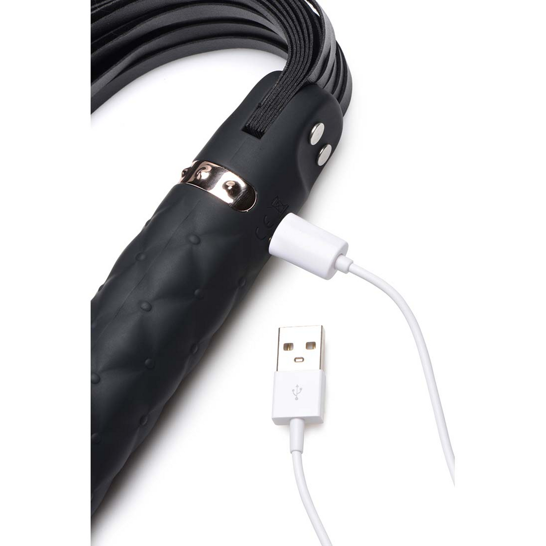 Dildo Vibra-Lasher vibrierend mit Flogger Silikon Schwarz 13,3 cm