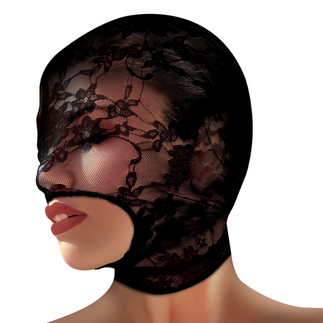 Bondage-Maske aus Spitze Schwarz 24 cm