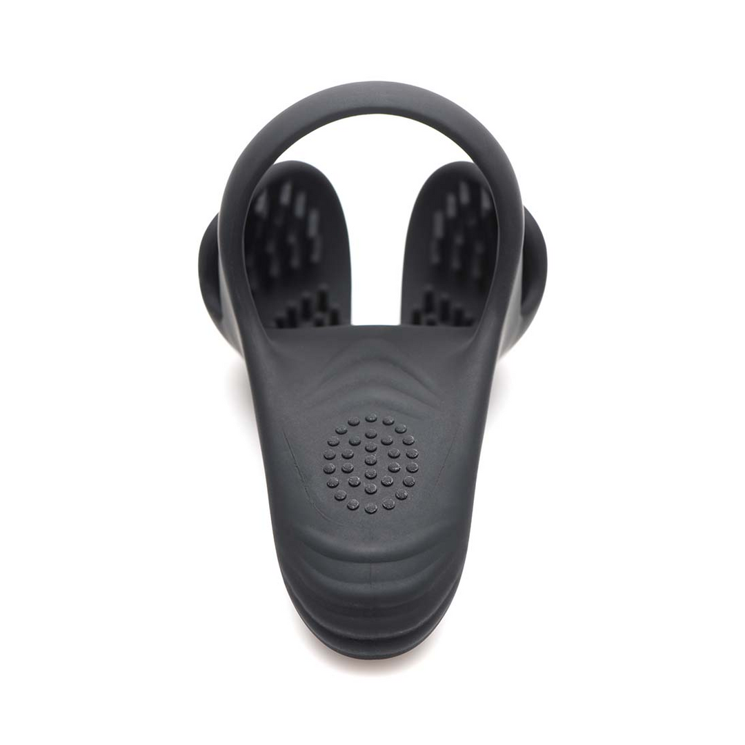 Penis- und Hodenring Silikon mit Fernbedienung Schwarz 10,5 cm